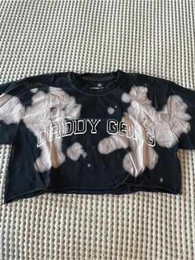 Daddy Gang Black Bleach-Effect Crop Top